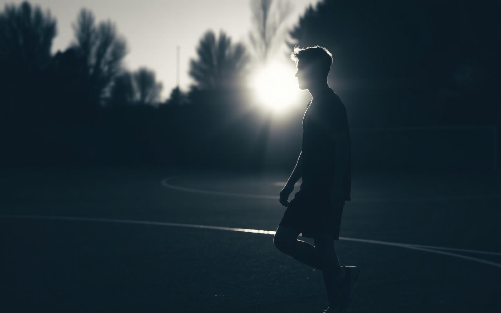 Footballer at golden hour